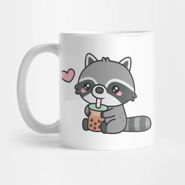 Cute Raccoon Loves Boba Tea by rustydoodle